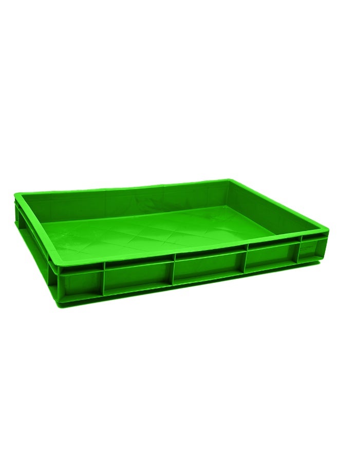 Plastic Storage Crate 600x400x80mm Stackable Food Grade Catering Crate, Heavy Duty - Green